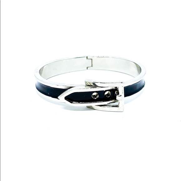 Silver Black Belt Open Cuff - Picture 1 of 4